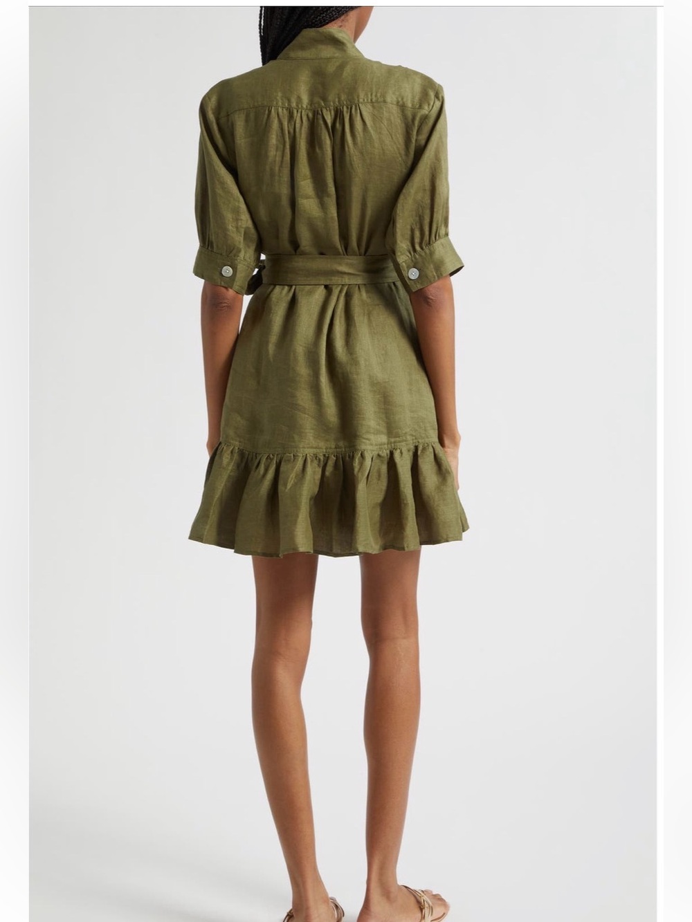 Veronica Beard Kaidin Linen Ruffle Hem Dress - Picture 2 of 9